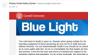 Kathy Zoner Warns Campus of the Inevitable Death That Awaits Us All